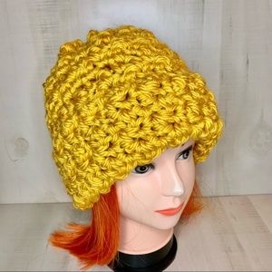 Handcrafted Chunky Crocheted Hat Madison Mustard